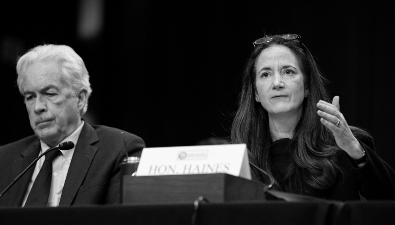 ODNI Director Avril Haines and CIA Director William Burns at a hearing on global threats before the Senate Select Committee on Intelligence on 11 March, 2024 in Washington, DC. 