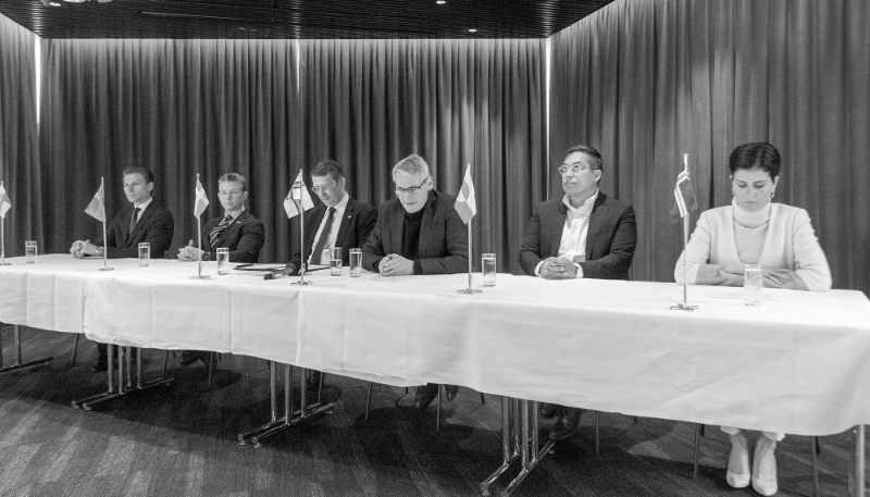 A press conference at the Nordic Defence Cooperation defence ministers' meeting in Torshavn, Faroe Islands, 30 April 2024.