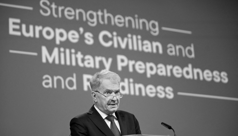 The former Finnish president, Sauli Niinistö, seen here on 30 October 2024 in Brussels, wants to make the exchange of intelligence at the EU level a priority.