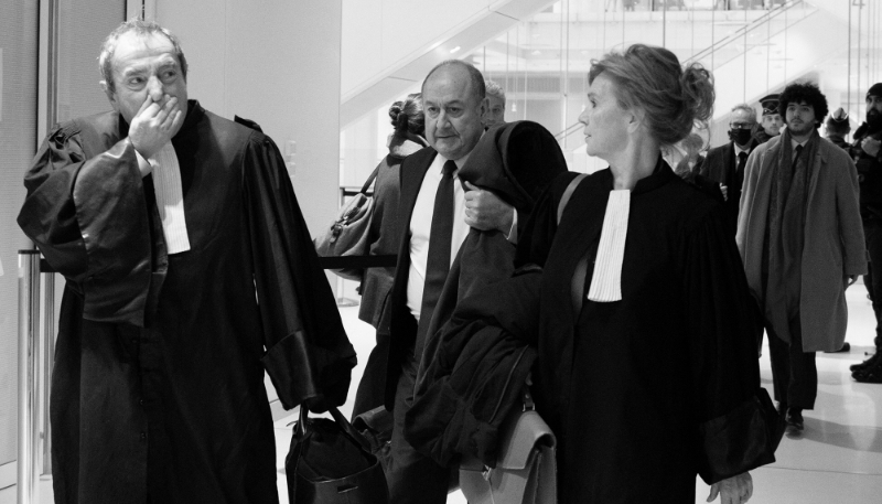 Former head of France’s domestic intelligence agency Bernard Squarcini (centre) at the court house in Paris, France, 13 November 2024.