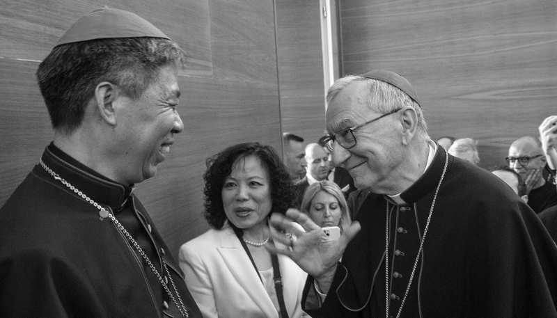 Cardinal Pietro Parolin (right) met the Bishop of Shanghai, Joseph Shen Bin, in Rome on 21 May 2024.