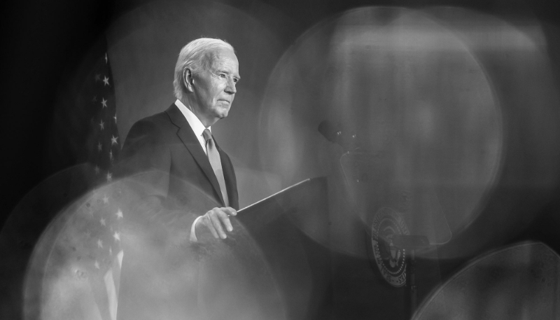 US President Joe Biden at a press conference to mark the 75th anniversary of the NATO summit.