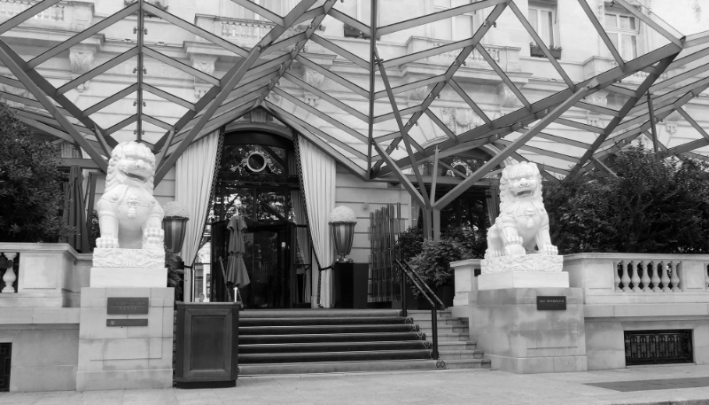 The entrance to The Peninsula Paris hotel, Avenue Kléber.