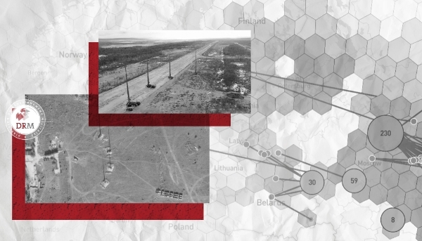 Open-source images of the Russian Murmansk-BN mobile jamming system. In the background, a map from the open source GPS Spoofing tool SKAI Data Services.