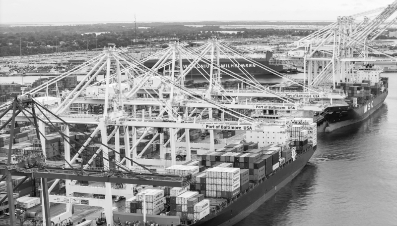 Container ships in the port of Baltimore on 30 September 2024.